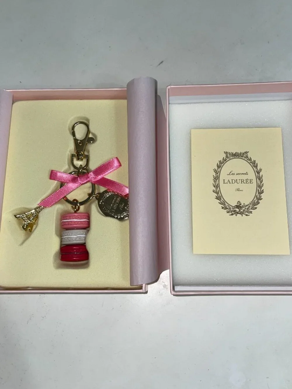 LADUREE Paris Macaron keychain bag charm Eiffel Tower New in Box